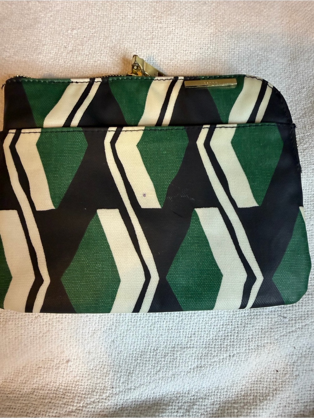 Geometric Green‎ & Black Zip Pouch